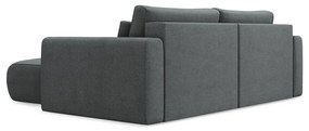 Sötétszürke kinyitható-tárolóhelyes sarokkanapé (jobb oldali-heverő résszel) Kapua – Makamii