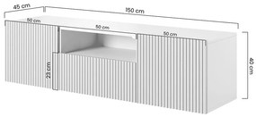 Nicole fali szekrény 150 cm, fiókkal és nyitott polccal - kasmír