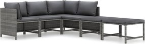 vidaXL 6 részes szürke polyrattan kerti ülőgarnitúra párnákkal