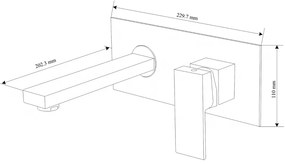 Mexen CUBE - Fal alatti mosdócsap, kétlyukú, fekete, 73115-70