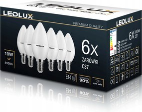 6x Led izzó E14 10W =90W Smd 3000K meleg prémium Ledlux nem villog