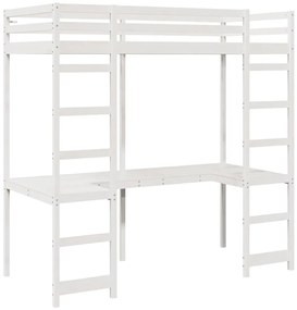 vidaXL Tetőtéri ágykeret Fehér 80 x 200 cm Tömör fenyőfa