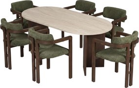Meridia étkezőgarnitúra, travertin-milánói dió, 180 cm – TR199NRD1141