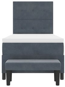 Boxspring Ágy Matraccal és Paddal Sötétszürke 80x200 cm Bársony