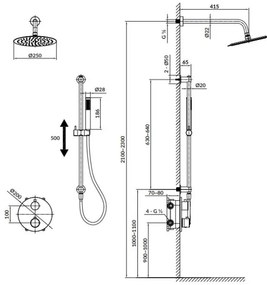 Cersanit S952-033 - Zuhany készlet termosztatikus rejtett csappal ZEN fekete