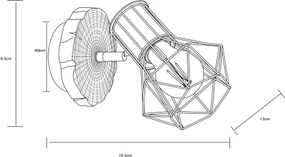 Globo 54017W-1 Spotlámpa fém fekete, műanyag fa megjelenés, fém fekete, SZxM: 130x185mm, AL: 195mm, fényforrás nélkül szállítva 1x E27 60W 230V