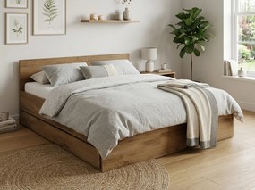 Ágy ELISA 140 x 200 cm, tölgy artisan Ágyrács: Lamellás ágyrács, Matrac: Deluxe 10 cm matrac