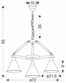 Láncos csillár NEGRU 3xE27/40W/230V fekete/barna