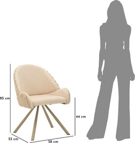 Krémszínű kárpitozott karfás étkezőfotel szett 2 db-os Stockholm – Mauro Ferretti