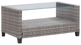 6 részes sötétszürke polyrattan kerti kanapészett párnákkal
