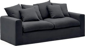 Antracitszürke len kanapé 240 cm Nora – Kave Home