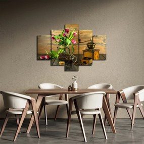 Tulipánok, daráló és kávé képe (150x105 cm)