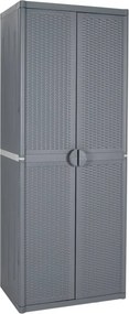 vidaXL szürke PP rattan kerti tárolószekrény 65 x 45 x 172 cm