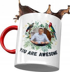 Piros bögre Mateusz Morawiecki Premier Ajándék Nyomtatott Fotóval