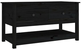 Fekete tömör fenyőfa dohányzóasztal 102 x 49 x 55 cm