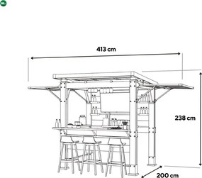 Bar-b-q gazebo műanyag kerti pavilon