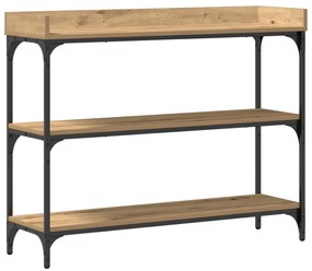 Konzolasztal Kézműves Tölgy 100x30x80 cm Műgyanta és Acél