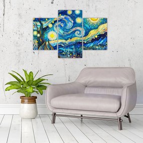 Kép – Csillagos éjszaka mozaikja (90x60 cm)