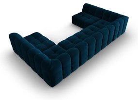 Sötétkék bársony sarokkanapé ("U" alakú) Kendal – Micadoni Home