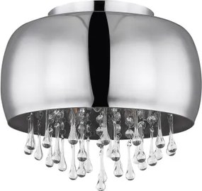 Globo 15809D Mennyezeti lámpa füstszínű üveg búrával, benne üveg-kristály függő díszekkel. Ø:400, exkl. 5xE14 40W 230V