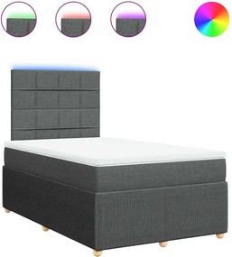 vidaXL sötétszürke szövet rugós ágy matraccal 120 x 200 cm