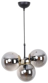 Fekete-szürke függőlámpa üveg búrával ø 15 cm Cascade – Squid Lighting