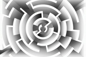 Tapéta Labirintus Absztrakt Fekete-Fehér Illúzió modernitás 208x146 +ragasztó