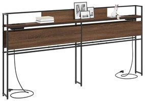 Tároló fejtámla polcokkal tárolóval barna tölgy 200 cm Faanyag