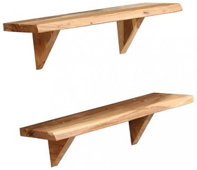 2 db tömör akácfa fali polc 60x20x18 cm