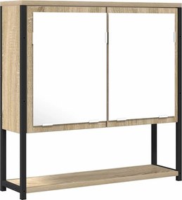 vidaXL Fürdőszobai tükör Bézs 60 x 16 x 60 cm Üveg és Műszaki Fa