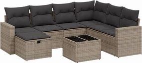vidaXL 8 részes szürke polyrattan kerti ülőgarnitúra párnákkal