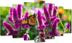 Vászonkép 140x80 Pillangó a virágokon