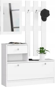 Öltözőszekrény bútor szett fehér akasztós szekrény tükör Akd