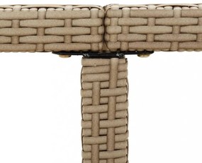bézs polyrattan és tömör akácfa kerti asztal 109 x 107 x 74 cm