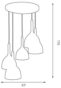 Csillár zsinóron NOAK WOOD 5xE27/60W/230V