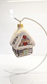 Karácsonyfa gömb üveg forma Téli házikó