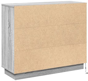 LED-es oldalszekrény, szürke Sonoma, 90x32x75 cm, mérnöki fa