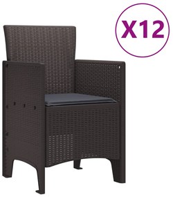 13 részes Kerti Étkező Szett párnákkal Barna Poly Rattan