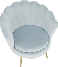Fotel Art-deco stílusban, szürke-kék Velvet anyag/gold chróm-arany, NOBLIN