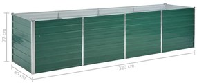 zöld horganyzott acél kerti magaságyás 320 x 80 x 77 cm