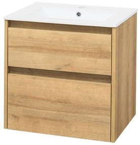 Mereo Mereo, Opto, fürdőszoba szekrény kerámia mosdóval 61 cm, riviera tölgy, MER-CN920