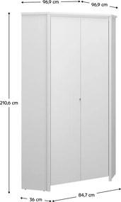 Sarokszekrény 2D, fehér, ERODIN