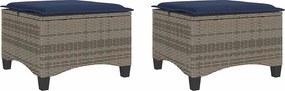 vidaXL 2 db szürke polirattan kerti székek párnákkal 55x55x36 cm