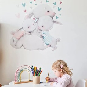 INSPIO Nyuszi család matrica szívecskékkel