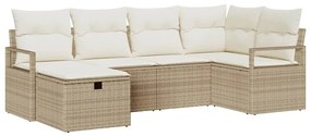 vidaXL Kerti Kanapé Szett párnával tárolóval 6 pcs Bézs Poli rattan