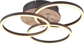 TRIO R62823135 CIRCLE Modern LED Mennyezeti Lámpa Sötét Fa, Világos Fa LED IP20