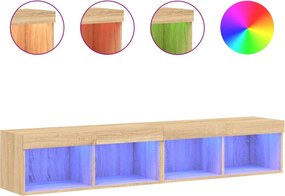vidaXL 2 db sonoma tölgy színű TV-szekrény LED-ekkel 80x30x30 cm