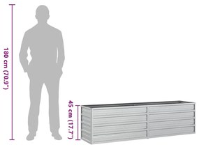 ezüstszínű horganyzott acél kerti magaságyás 160 x 40 x 45 cm