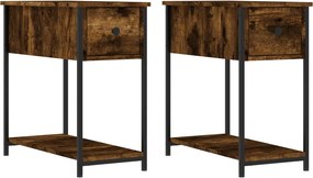vidaXL 2 db füstös tölgy színű szerelt fa éjjeliszekrény 30x60x60 cm