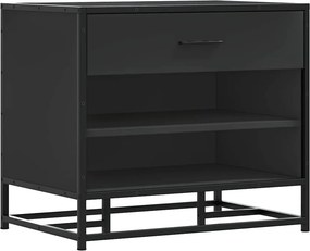 vidaXL Cipőpad Fekete 60x40x53,5 cm Fából és fémből készült pad